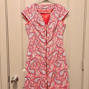 Carola's Red Paisley Print Front Zipper Dress Size S